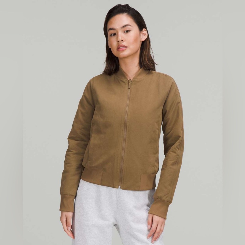 Lululemon Tan Non-Stop Cotton Bomber Jacket